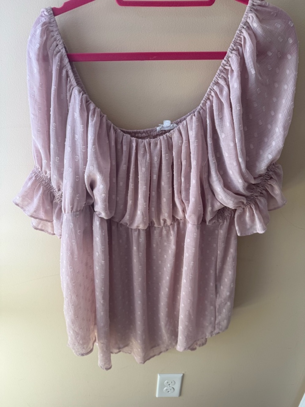 Chic Soul Swiss dot flowy top pink size 3X